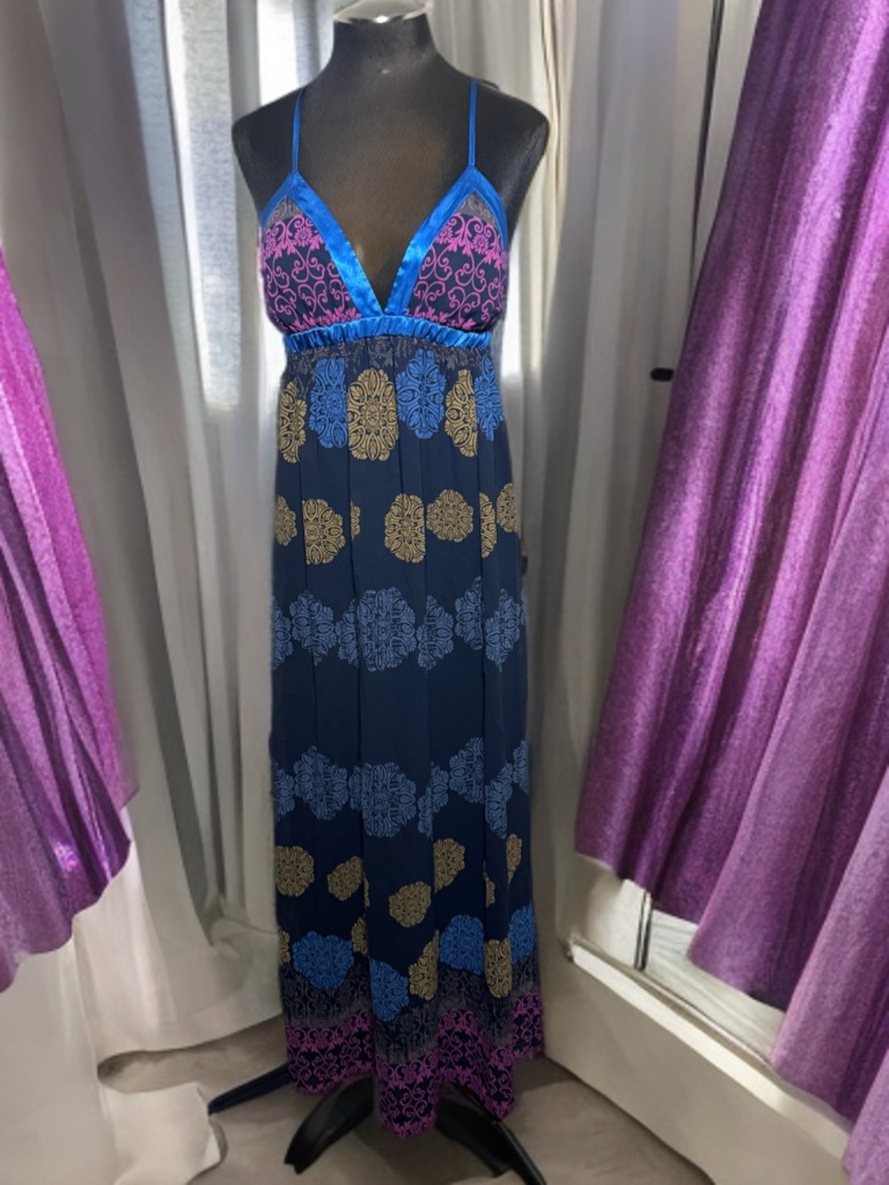 Wishes Wishes Satin Boho Maxi Dress – Open Back Y2K Festival Fairy Dress